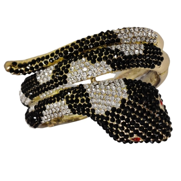 Vintage Dramatic Snake Hinged Cuff Bracelet - Picture 3 of 16